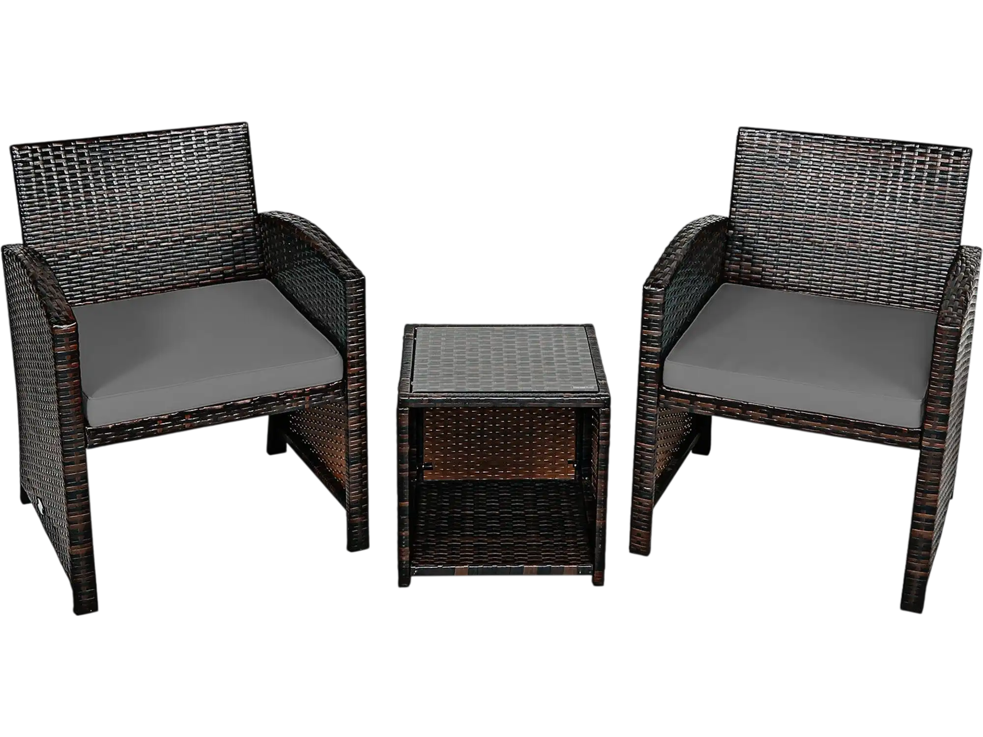 Costway 3-Piece PE Rattan Wicker Patio Furniture Set Sofa Coffee Table 82715049 New