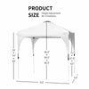 Height adjustable 6.6 x 6.6 FT white pop-up canopy tent with dimensions for outdoor stability and easy setup.