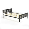 Full size wood platform bed frame with headboard, featuring solid wood construction and under-bed storage space.