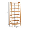 4-tier bamboo plant rack with guardrails, stable trapezoidal design, ideal for organizing items in living room or.