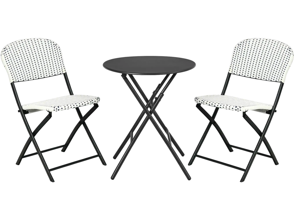 3 Pieces Patio Rattan Bistro Set with Round Dining Table and 2 Chairs