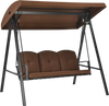 Close-up view of the coffee cushions on a 3-seat outdoor porch swing with adjustable canopy, enhancing comfort for.