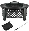 Outdoor Fire Pit with BBQ Grill and High-temp Resistance Finish