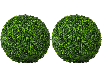 Costway 2-Pc Artificial Topiary Faux Boxwood Ball Plants 19648372 New