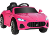 Pink 12V Maserati kids ride-on car with LED lights, remote control, and safety features for fun and secure driving.