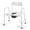 3-in-1 bedside commode with adjustable height, removable backrest, and comfortable armrests for versatile use.