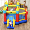 Colorful kid's inflatable bouncer with jumping area, slide, and mesh walls, perfect for outdoor play and fun.