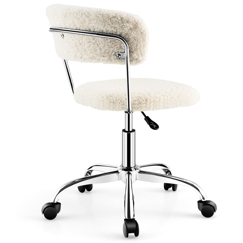 Cozy Sherpa office chair with thick padding and adjustable height, designed for comfort and style in any workspace.