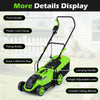 Adjustable electric corded lawn mower features a 13.5-inch cutting width, foldable handle, and 35L grass collection box.