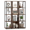 Rustic brown 12-cube bookcase with 5-tier shelves, ideal for displaying books and decor in living rooms or home offices.