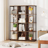 12-cube bookcase in rustic brown with 5-tier shelves, ideal for displaying books and decor in living rooms or bedrooms.