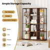 5-tier rustic brown bookcase with 12 cubes and open back design, ideal for displaying books, photos, and plants.