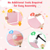 Step-by-step assembly guide for the 12 Cube Kids Wardrobe Closet in pink, showcasing tool-free setup and easy assembly.