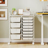 12-drawer utility rolling cart in white with removable drawers, lockable design, and smooth-rolling casters for.