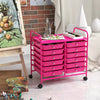 12 Drawers Rolling Storage Cart for Home and Office-Hot Pink - Gallery View 1 of 10