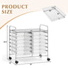 12-drawer rolling storage cart with transparent plastic drawers and metal frame, ideal for home and office organization.