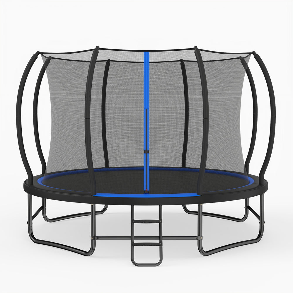 12 FT Outdoor Recreational Trampoline with Enclosure Net and 4 Stabilizer Bars for Backyard-Blue - Gallery View 1 of 1
