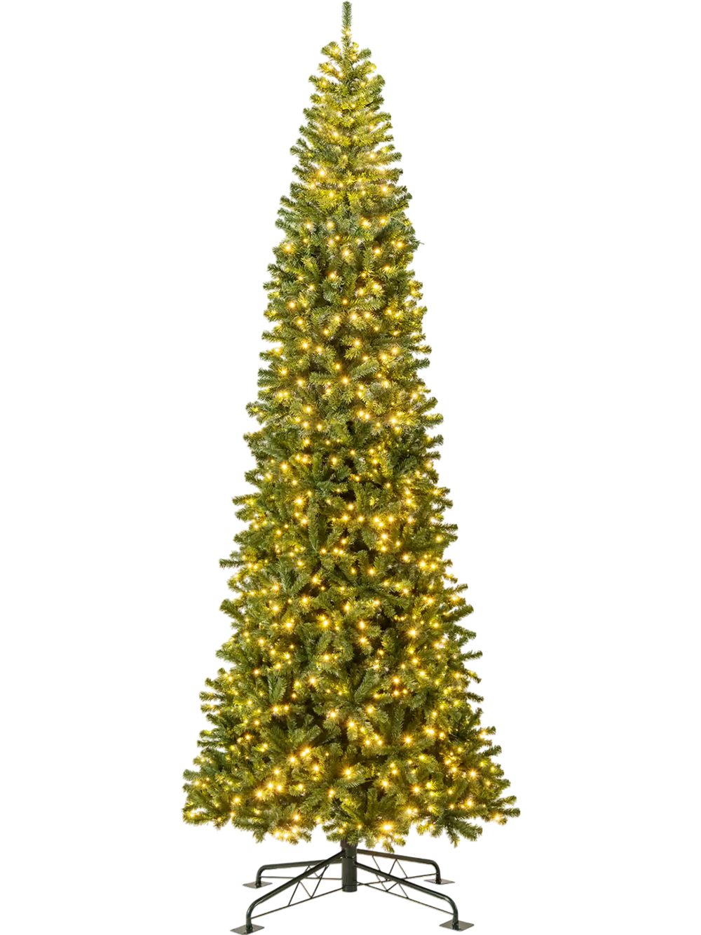 12 FT Tall Prelit Hinged Artificial Christmas Tree with 2536 PVC Branch Tips