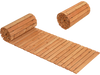 Wooden garden pathway rolled out, 12 ft long and 22 inches wide, made of cedar wood for outdoor use and easy storage.
