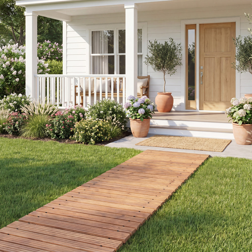 12 FT Wooden Garden Pathway 22 Inches Wide Outdoor Roll out Straight Walkway-1 Piece - Gallery View 1 of 11