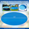 12-foot round solar pool cover made of durable PE material, designed to retain heat and reduce evaporation for swimming.