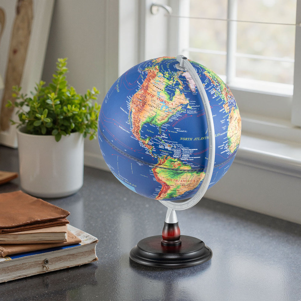 12 Inch Illuminated World Globe Antique Light up Globe Night Lamp-Navy - Gallery View 1 of 10