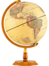 12-inch illuminated antique world globe with a bronze base, featuring clear geographic details and an embossed surface.