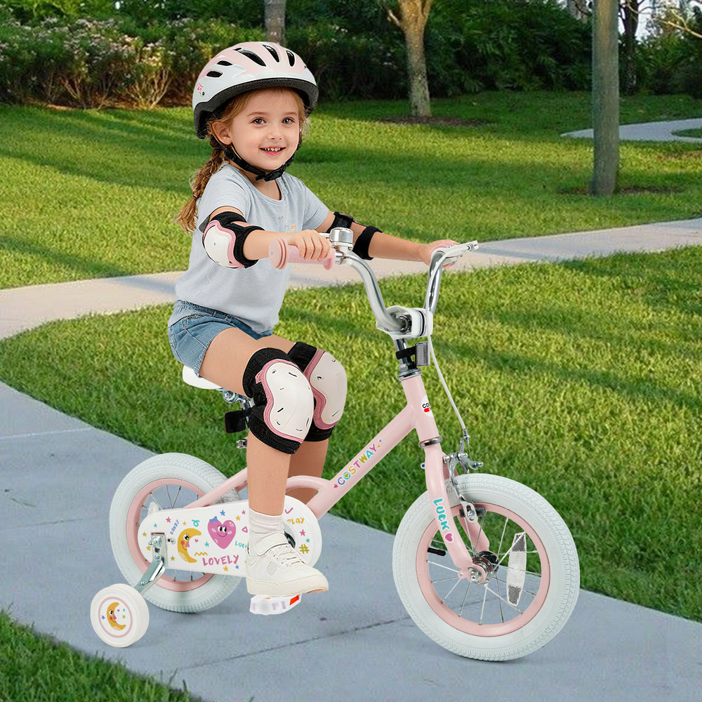 12 Inch Kids Bike Adjustable for 3-8 Years Old Children Pink - Stars & Moon - Gallery View 1 of 10
