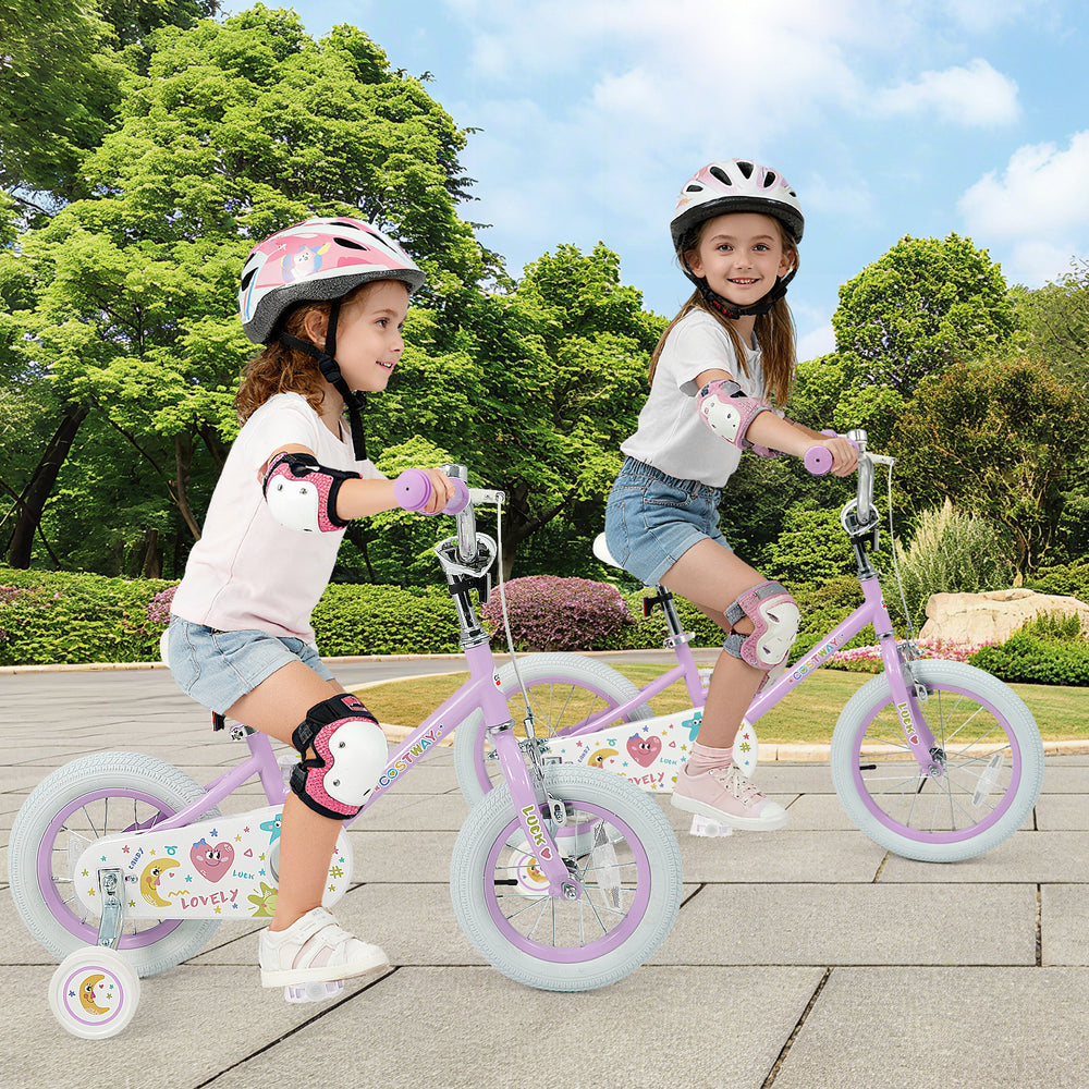 12 Inch Kids Bike Adjustable for 3-8 Years Old Children Purple - Stars & Moon - Gallery View 1 of 10