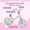 Purple 12-inch kids bike with adjustable seat, anti-slip grips, and training wheels for safe riding adventures.