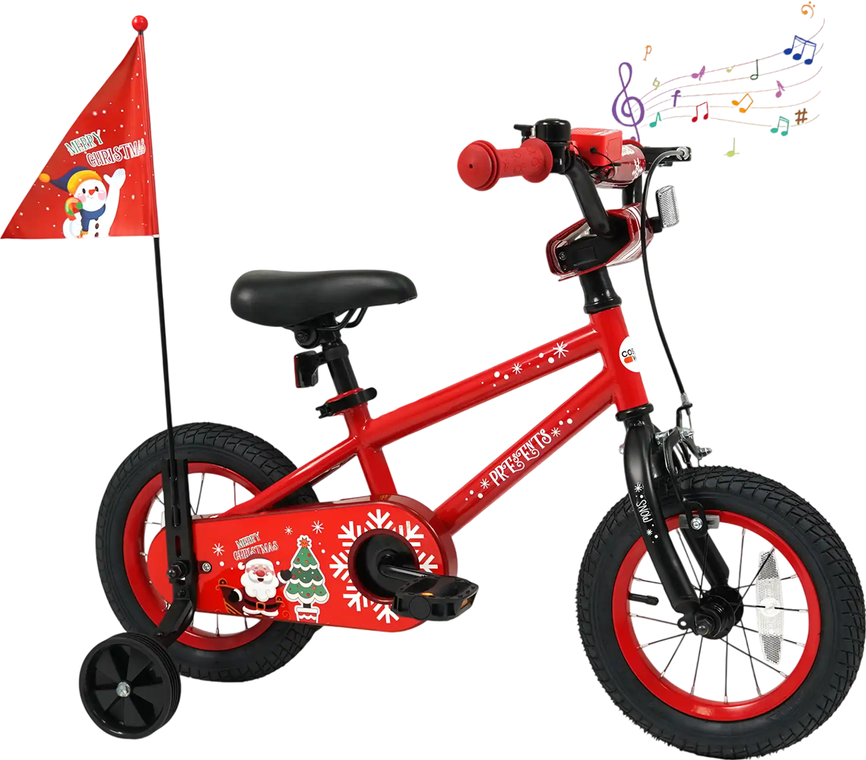 Costway Kids Bike Adjustable Christmas Music Flag 12/14/16/18