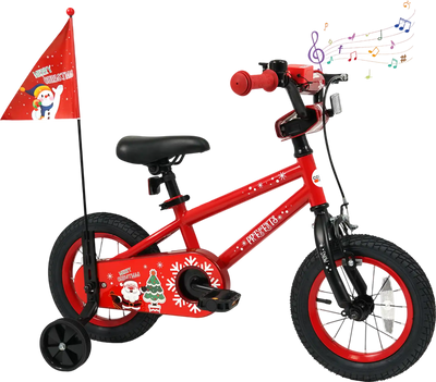 Costway Kids Bike Adjustable Christmas Music & Flag 83926928 New
