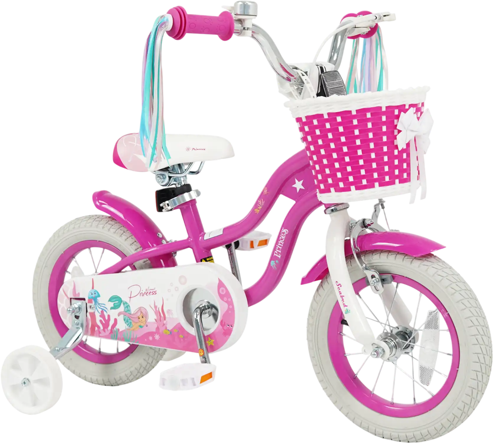 Costway Kids Bike Princess of the Sea Basket Streamers Rose Red 97291487 New