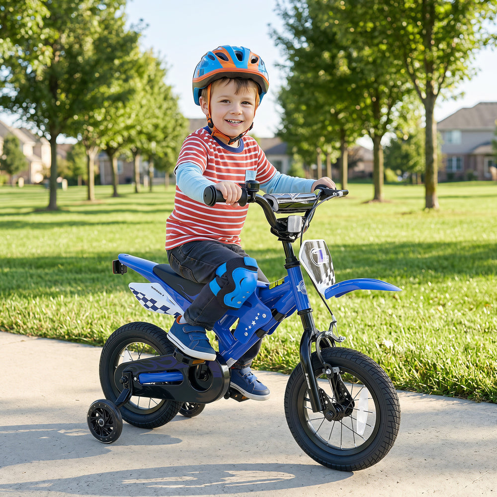 12 Inch Kids Bike Motorcycle-Inspired for Boy Girl Ages 3-4 Years-Blue - Gallery View 1 of 10
