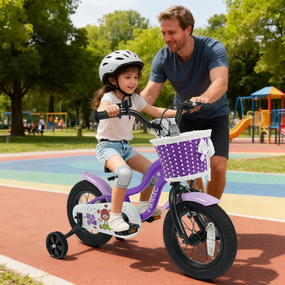 12 Inch Kids Bike with Training Wheels for Aged 3-4 Years Old - Magic Purple - Gallery View 1 of 9