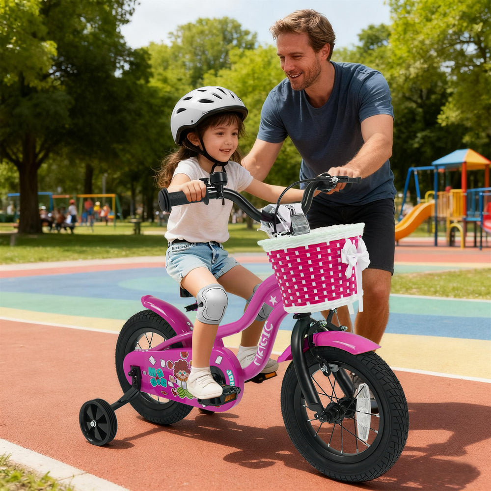 12 Inch Kids Bike with Training Wheels for Aged 3-4 Years Old - Magic Rose - Gallery View 1 of 9