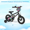 12-inch kids bike with training wheels, black with street art design, featuring adjustable seat and hand brake for.