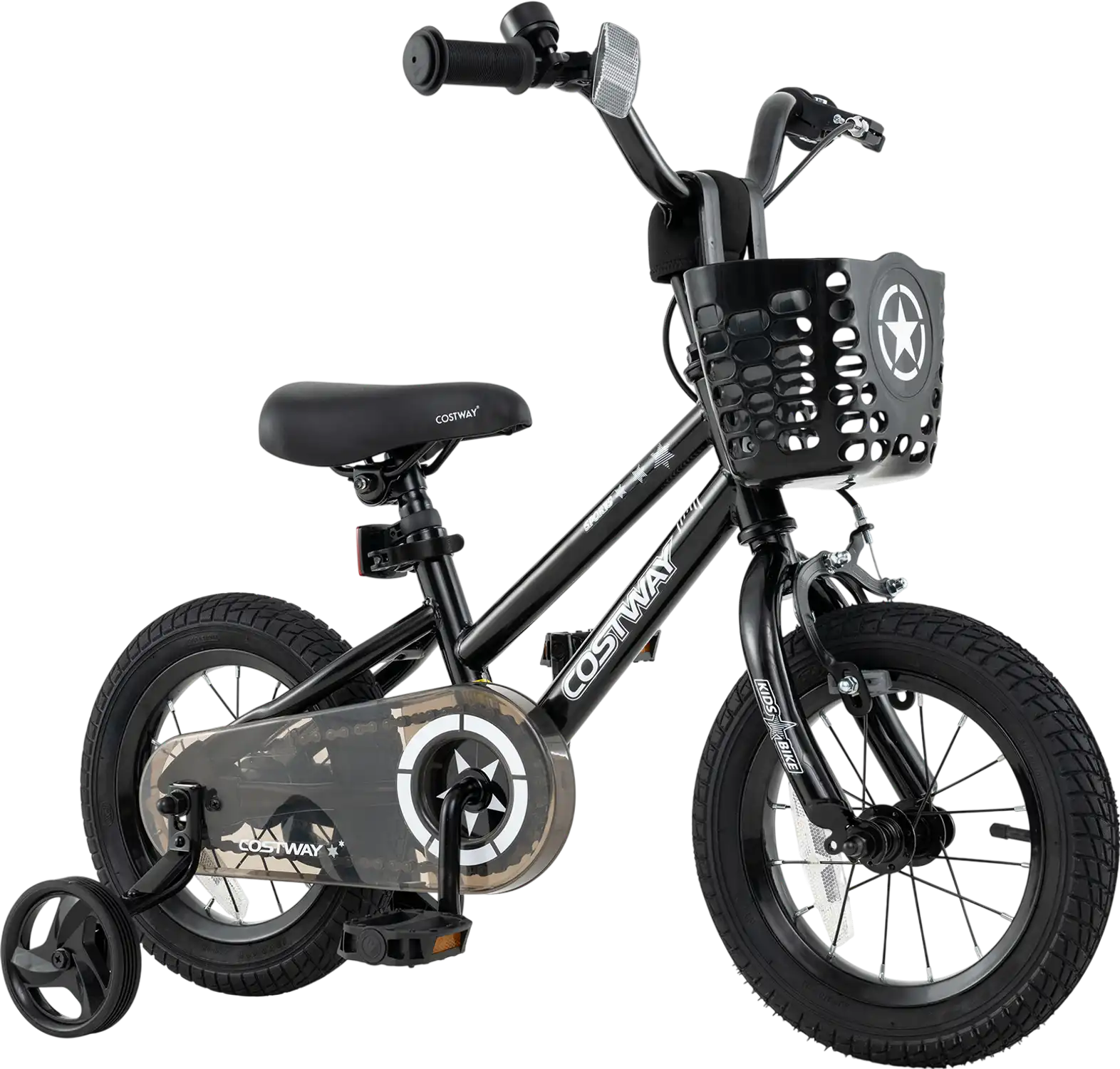 Costway Kids Bike with Basket & Training Wheels 12/14/16/18