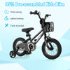 12-inch kids bike with basket, removable training wheels, adjustable seat, and dual brake system for ages 3-5.