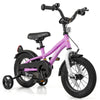 Kids 12-inch bike in purple with adjustable seat, dual brakes, and detachable training wheels for ages 3-4.