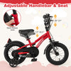 Adjustable 12-inch kids bike in red with dual brakes, training wheels, and reflectors for safety and fun riding.