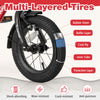 Close-up of 12-inch kids bike tire showcasing anti-puncture multi-layered design with rubber outer and protective layer.