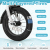 Close-up of the 12-inch kids bike tire showcasing anti-puncture multi-layered design for durability and safety.
