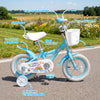 12-inch blue girls bike with training wheels, basket, and adjustable seat for kids aged 3-4 years, perfect for outdoor fun.
