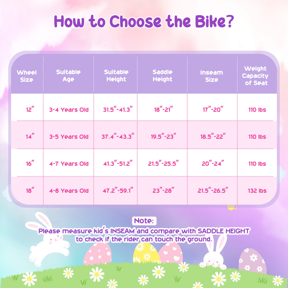 12-inch girls bike in purple features adjustable height, front bag, streamers, and removable training wheels for ages 3-4.