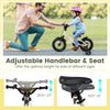 Adjustable handlebar and seat of a 12-inch kids bike, ideal for ages 3-8, featuring removable training wheels for.