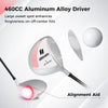460CC aluminum alloy driver golf club for women with alignment aid, lightweight graphite shaft, and anti-slip grip.