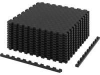 Black EVA foam interlocking exercise mat set of 12 tiles provides a stable, slip-resistant surface for workouts.