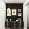 Elegant black PVC slat wall panels with 3D fluted texture, perfect for modern living room and TV background decoration.