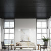 Black PVC slat wall panels showcasing a modern 3D fluted texture, ideal for elegant living room decoration.